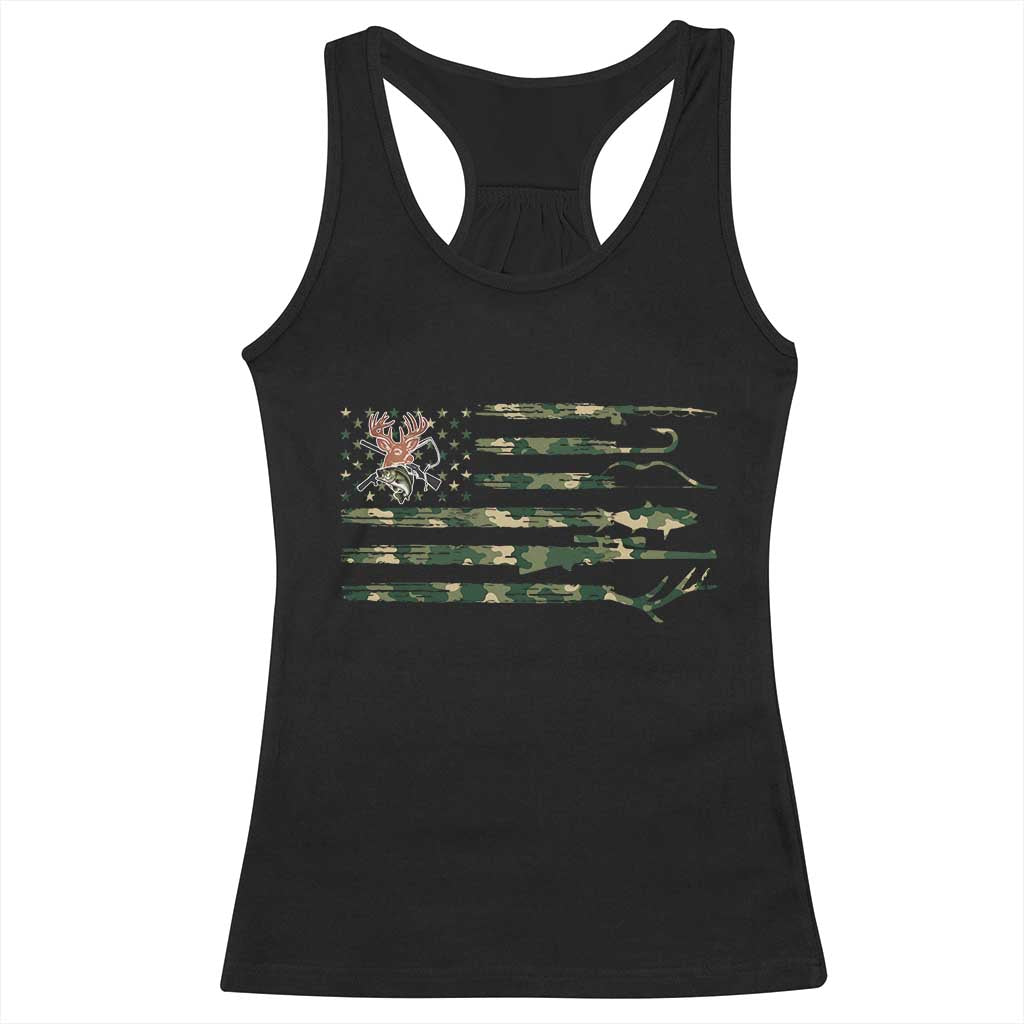 Hunting And Fishing Life Racerback Tank Top American Flag TS12 Black Print Your Wear