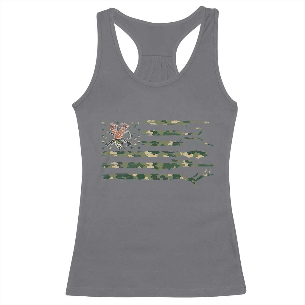 Hunting And Fishing Life Racerback Tank Top American Flag TS12 Charcoal Print Your Wear