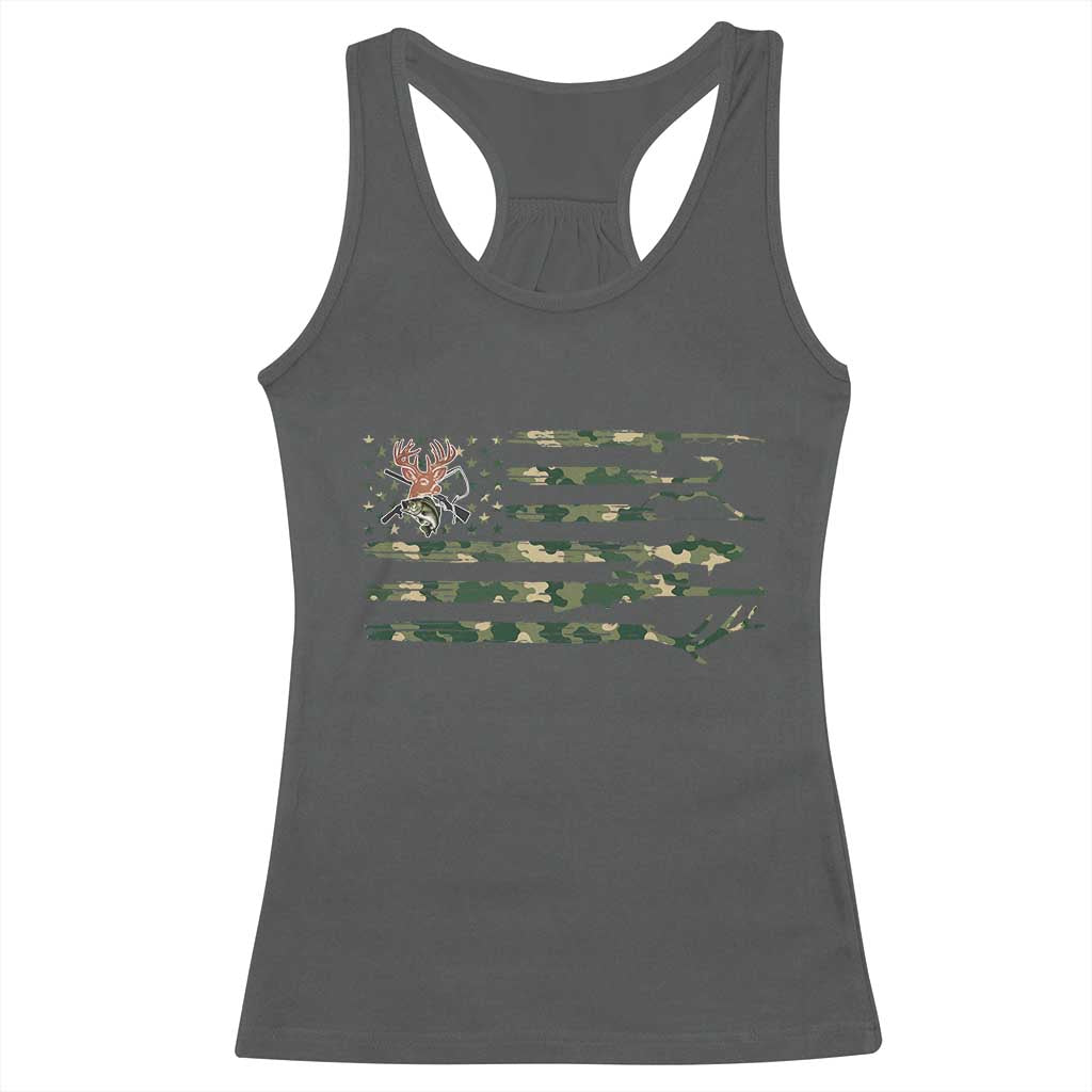 Hunting And Fishing Life Racerback Tank Top American Flag TS12 Dark Heather Print Your Wear