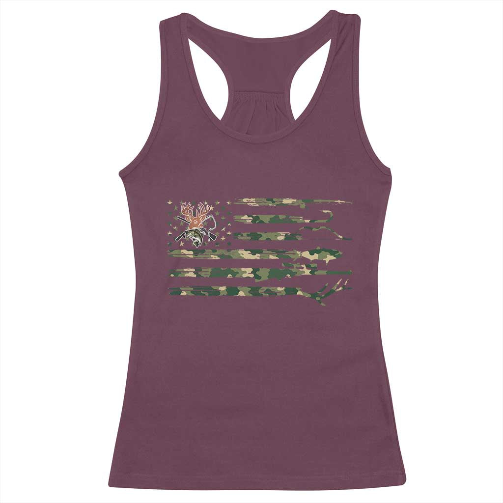Hunting And Fishing Life Racerback Tank Top American Flag TS12 Maroon Print Your Wear