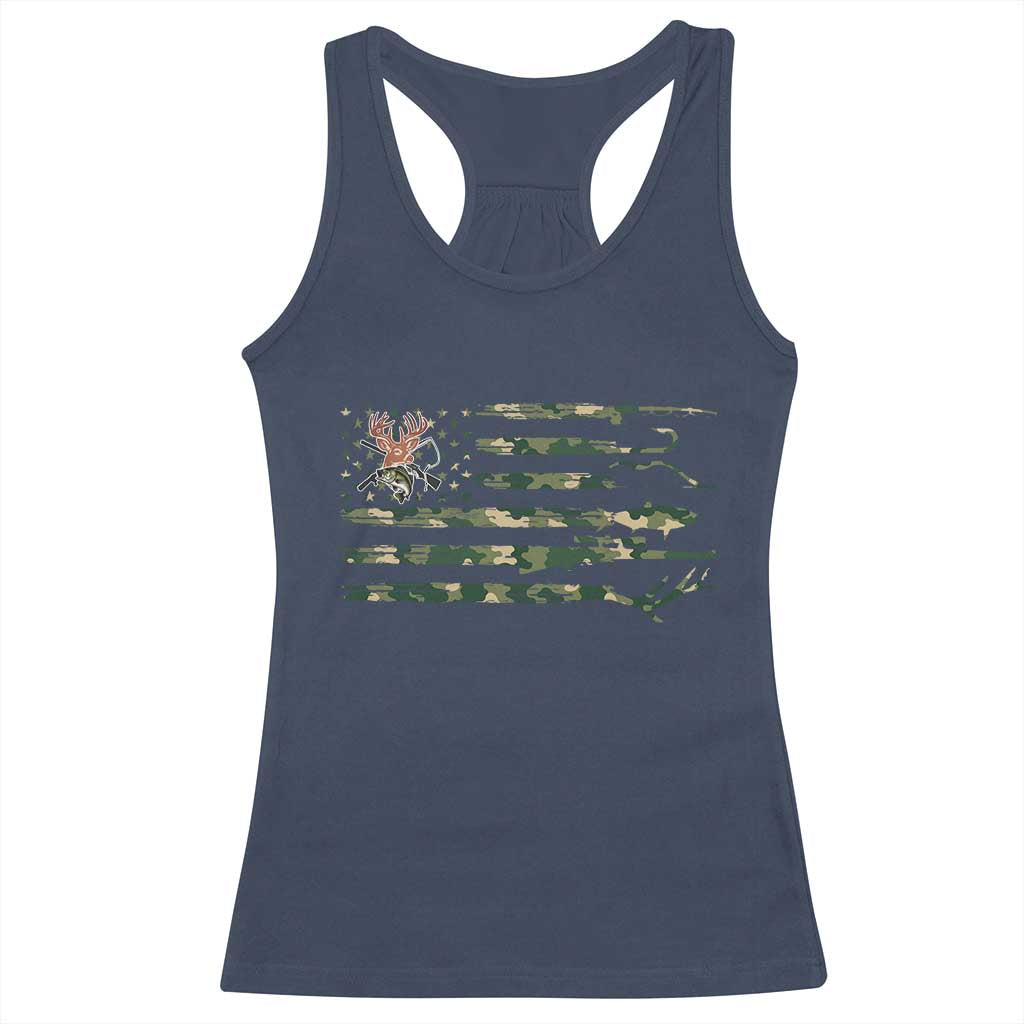 Hunting And Fishing Life Racerback Tank Top American Flag TS12 Navy Print Your Wear
