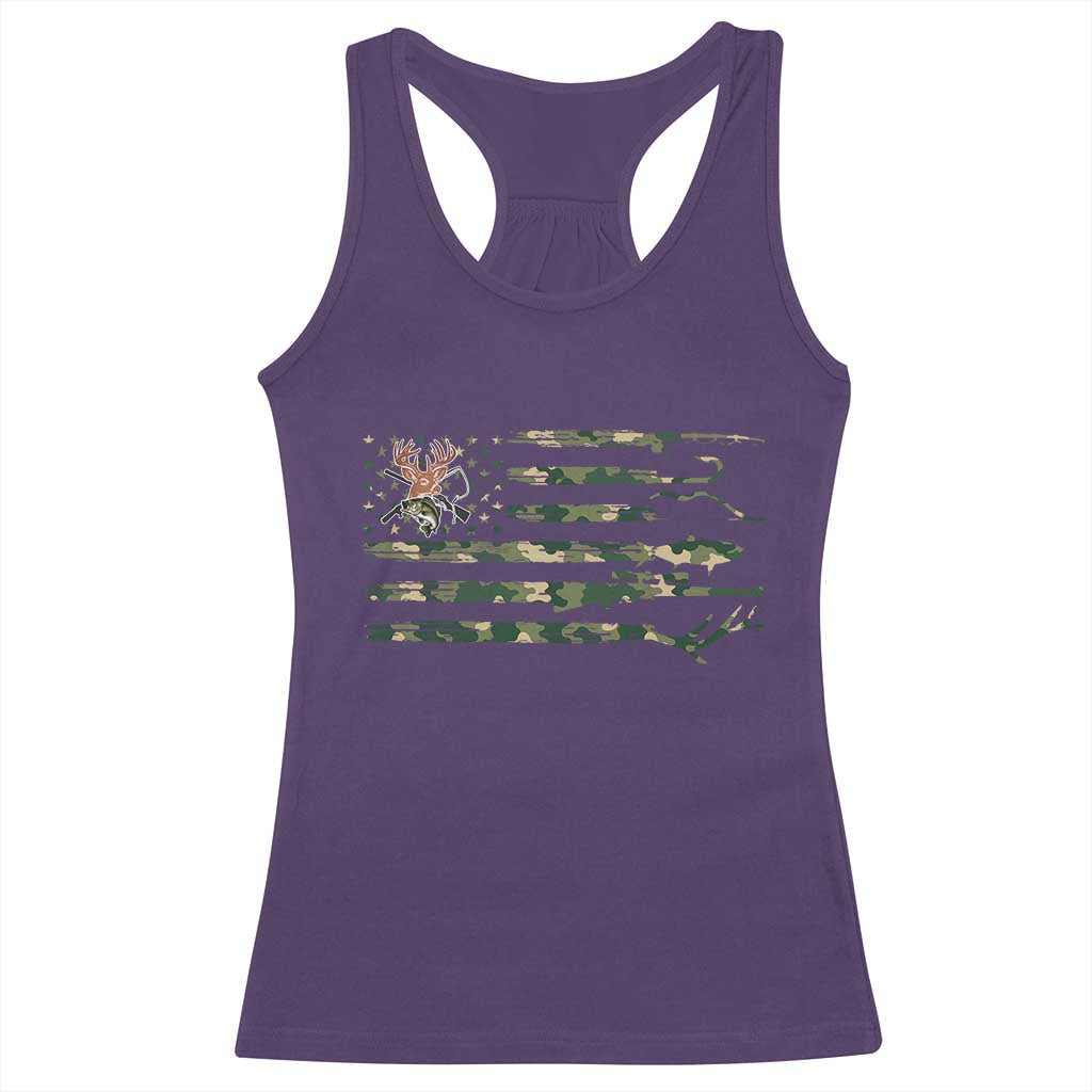 Hunting And Fishing Life Racerback Tank Top American Flag TS12 Purple Print Your Wear