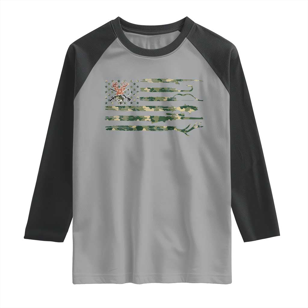 Hunting And Fishing Life Raglan Shirt American Flag TS12 Sport Gray Black Print Your Wear