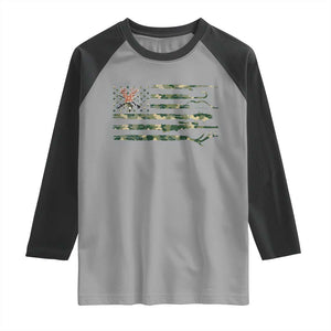 Hunting And Fishing Life Raglan Shirt American Flag TS12 Sport Gray Black Print Your Wear