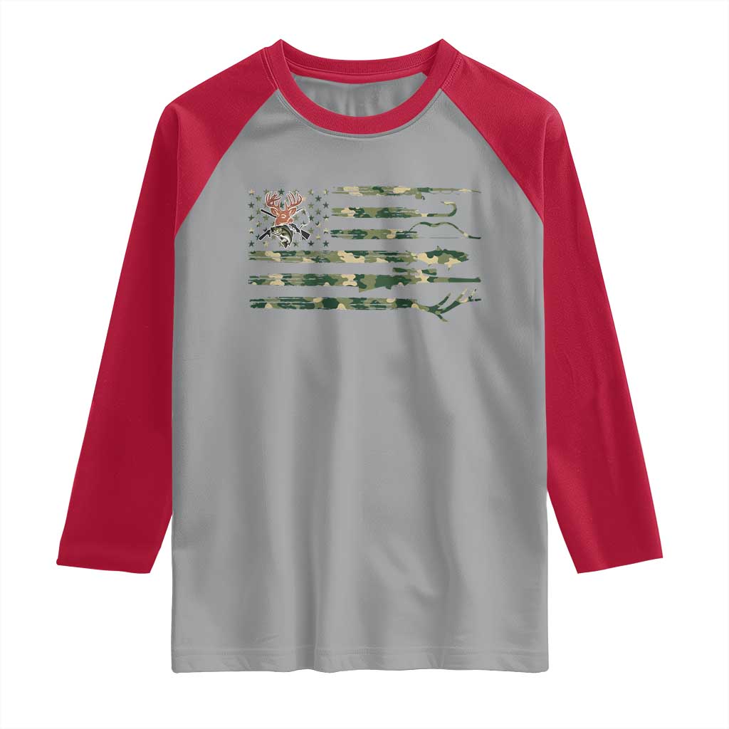Hunting And Fishing Life Raglan Shirt American Flag TS12 Sport Gray Red Print Your Wear