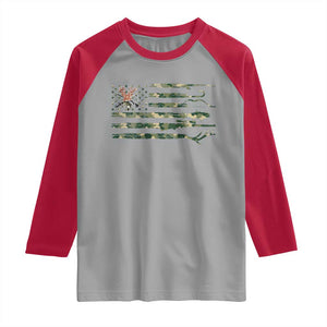 Hunting And Fishing Life Raglan Shirt American Flag TS12 Sport Gray Red Print Your Wear
