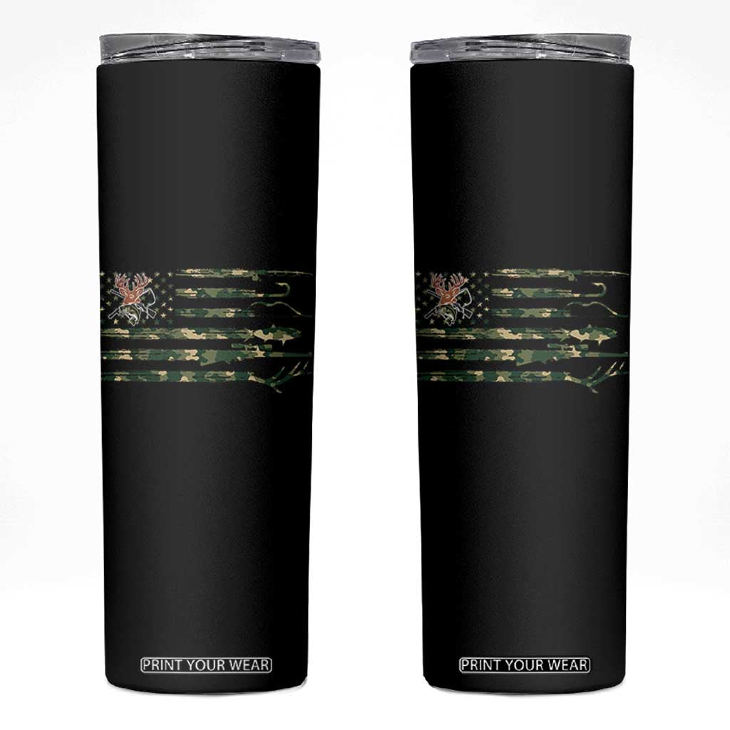 Hunting And Fishing Life Skinny Tumbler American Flag TS12 Black Print Your Wear