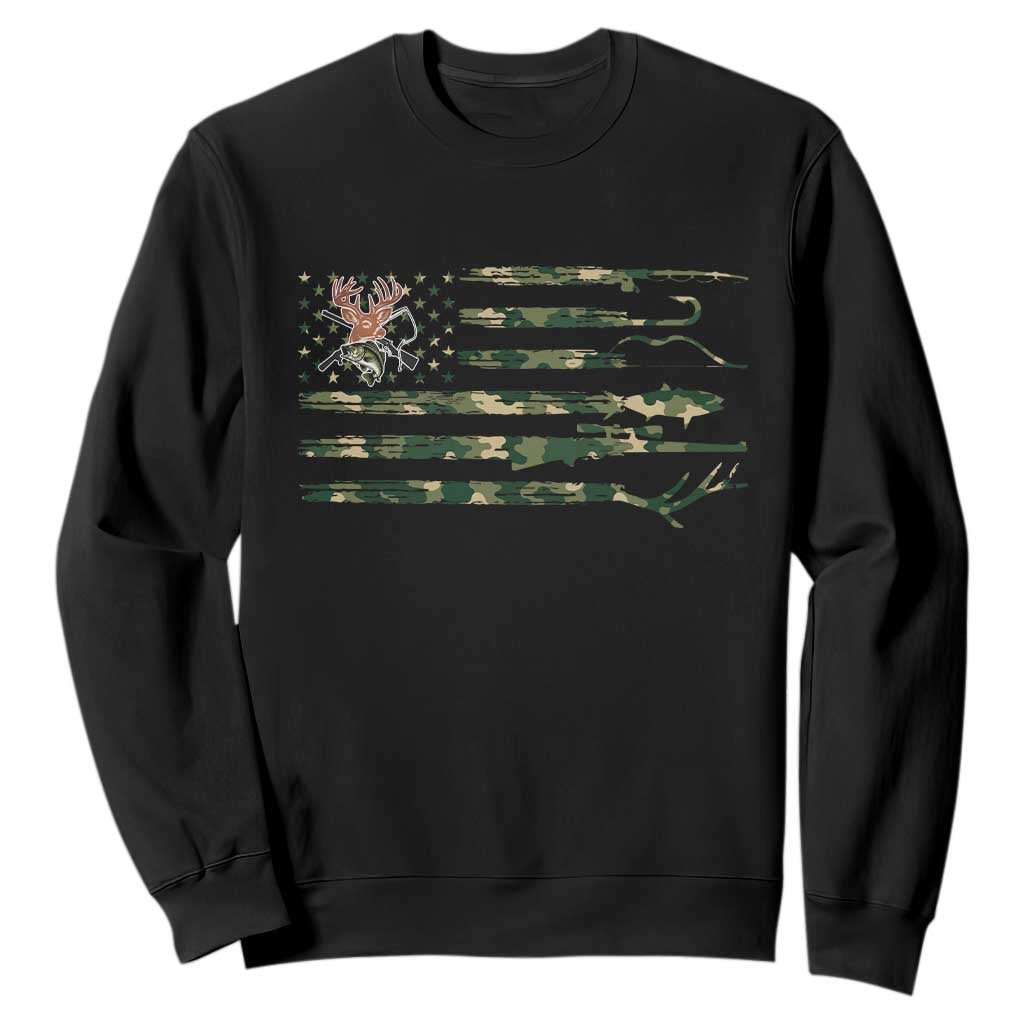 Hunting And Fishing Life Sweatshirt American Flag TS12 Black Print Your Wear