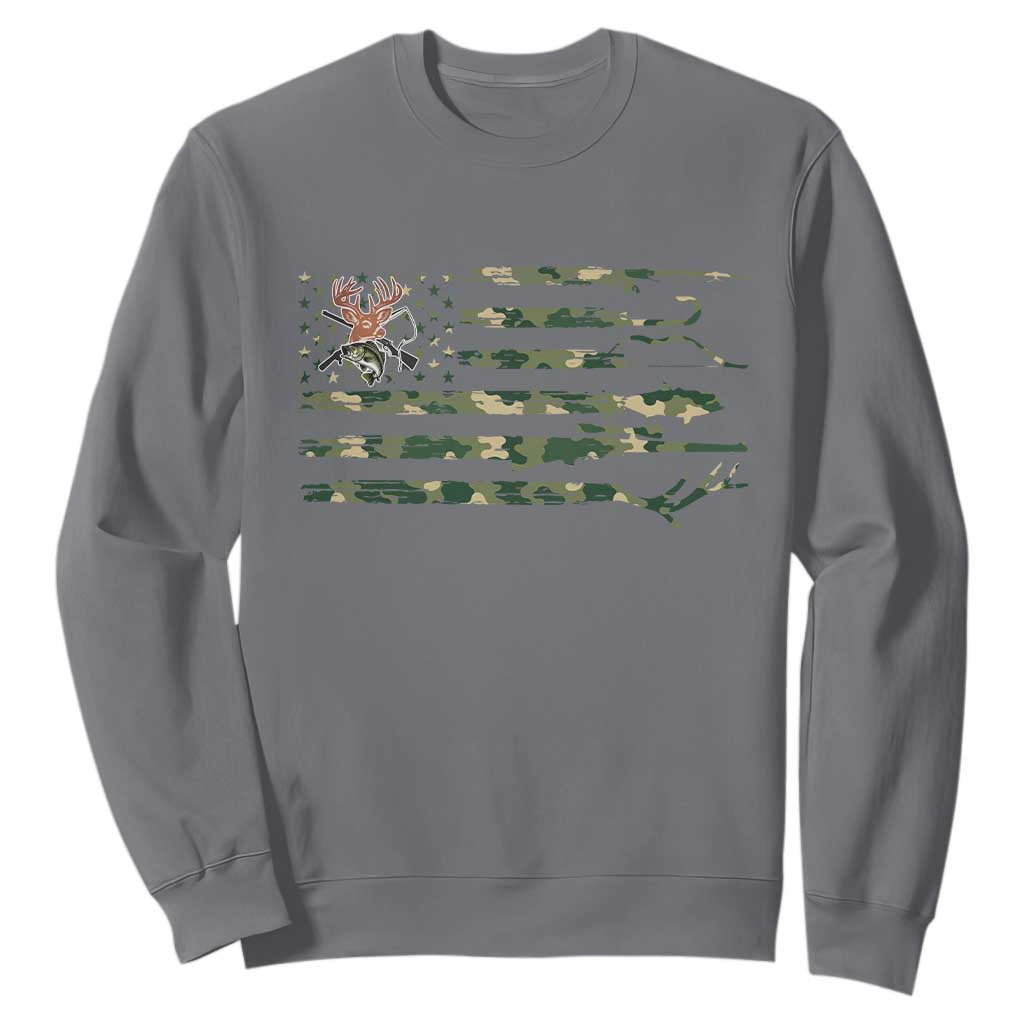 Hunting And Fishing Life Sweatshirt American Flag TS12 Charcoal Print Your Wear