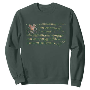 Hunting And Fishing Life Sweatshirt American Flag TS12 Dark Forest Green Print Your Wear