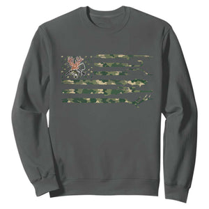 Hunting And Fishing Life Sweatshirt American Flag TS12 Dark Heather Print Your Wear