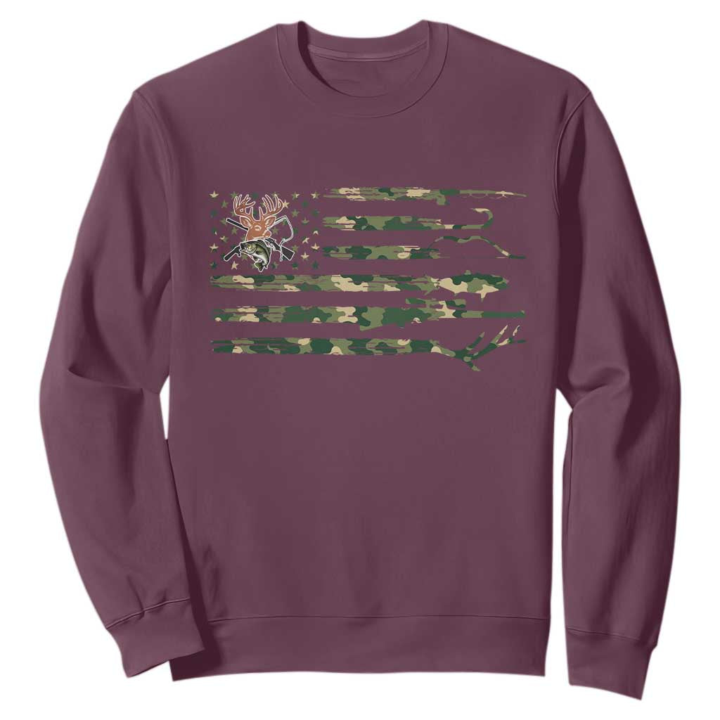 Hunting And Fishing Life Sweatshirt American Flag TS12 Maroon Print Your Wear