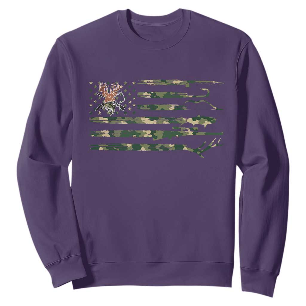 Hunting And Fishing Life Sweatshirt American Flag TS12 Purple Print Your Wear