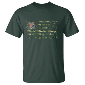 Hunting And Fishing Life T Shirt American Flag TS12 Dark Forest Green Print Your Wear