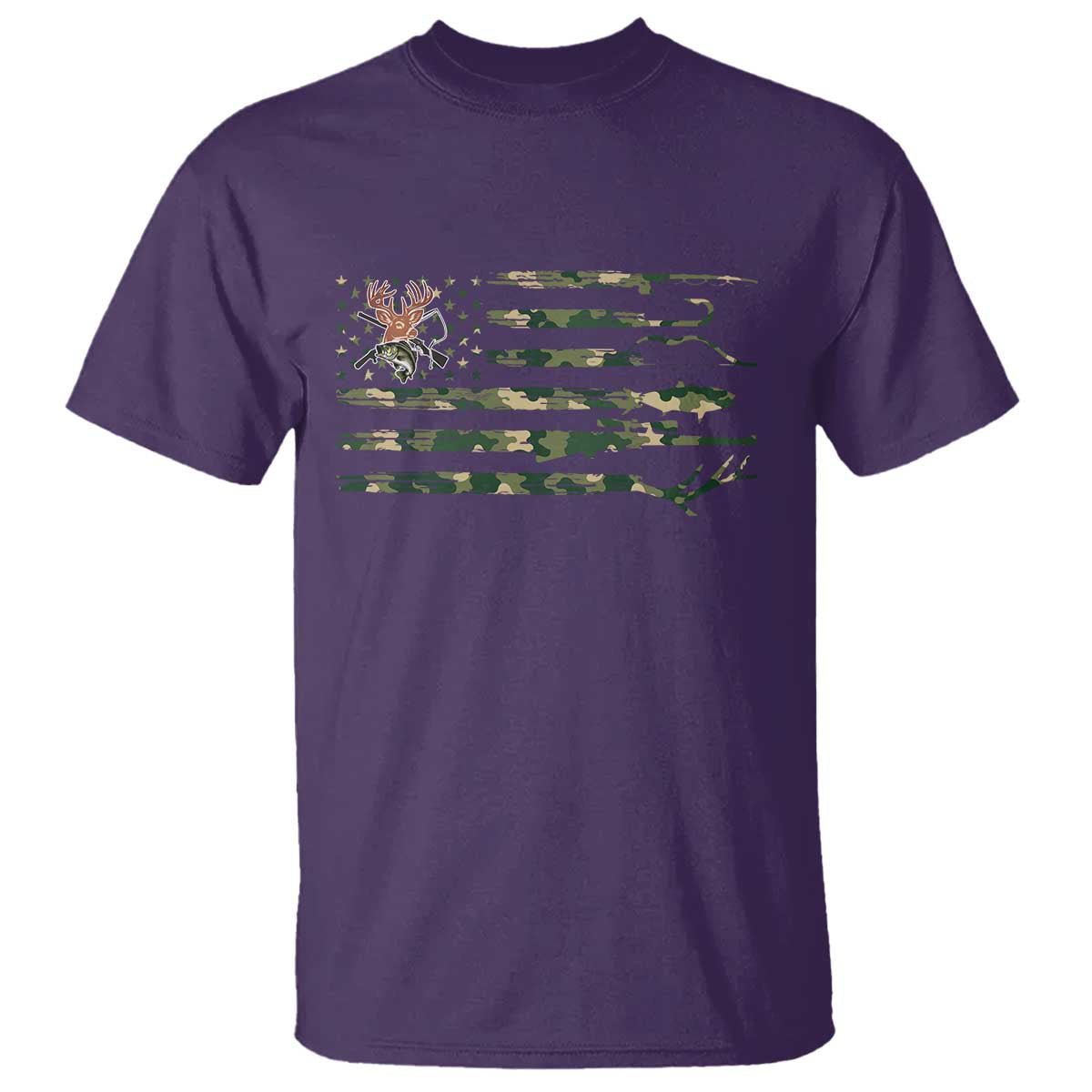 Hunting And Fishing Life T Shirt American Flag TS12 Purple Print Your Wear