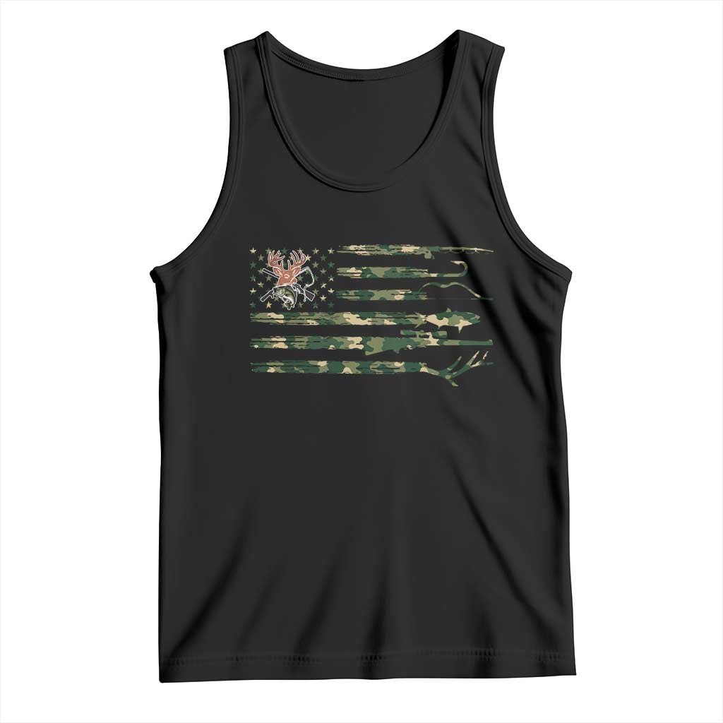 Hunting And Fishing Life Tank Top American Flag TS12 Black Print Your Wear