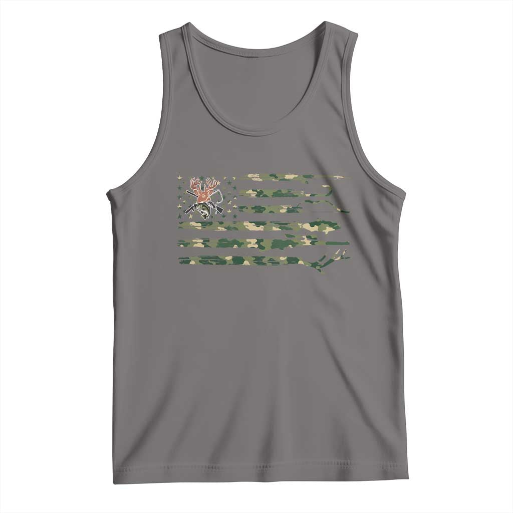 Hunting And Fishing Life Tank Top American Flag TS12 Deep Heather Print Your Wear