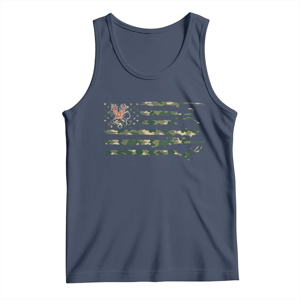 Hunting And Fishing Life Tank Top American Flag TS12 Navy Print Your Wear