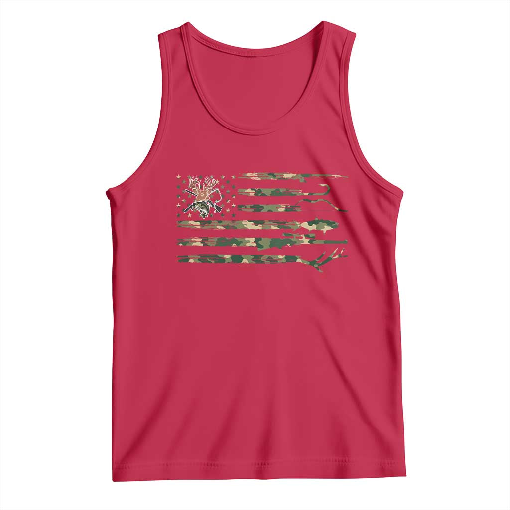 Hunting And Fishing Life Tank Top American Flag TS12 Red Print Your Wear
