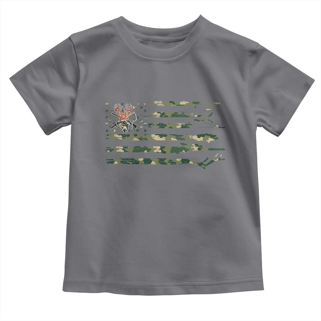 Hunting And Fishing Life Toddler T Shirt American Flag TS12 Charcoal Print Your Wear