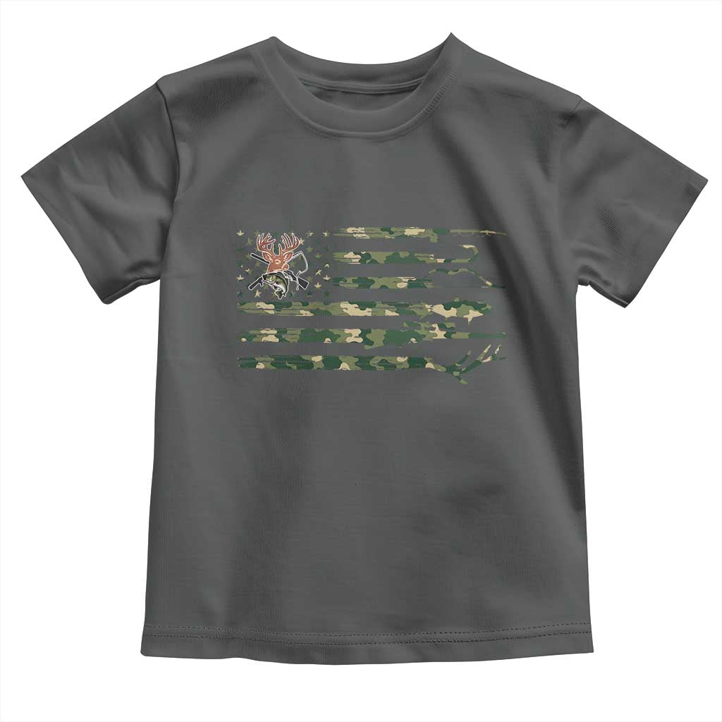 Hunting And Fishing Life Toddler T Shirt American Flag TS12 Dark Heather Print Your Wear