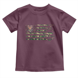 Hunting And Fishing Life Toddler T Shirt American Flag TS12 Maroon Print Your Wear
