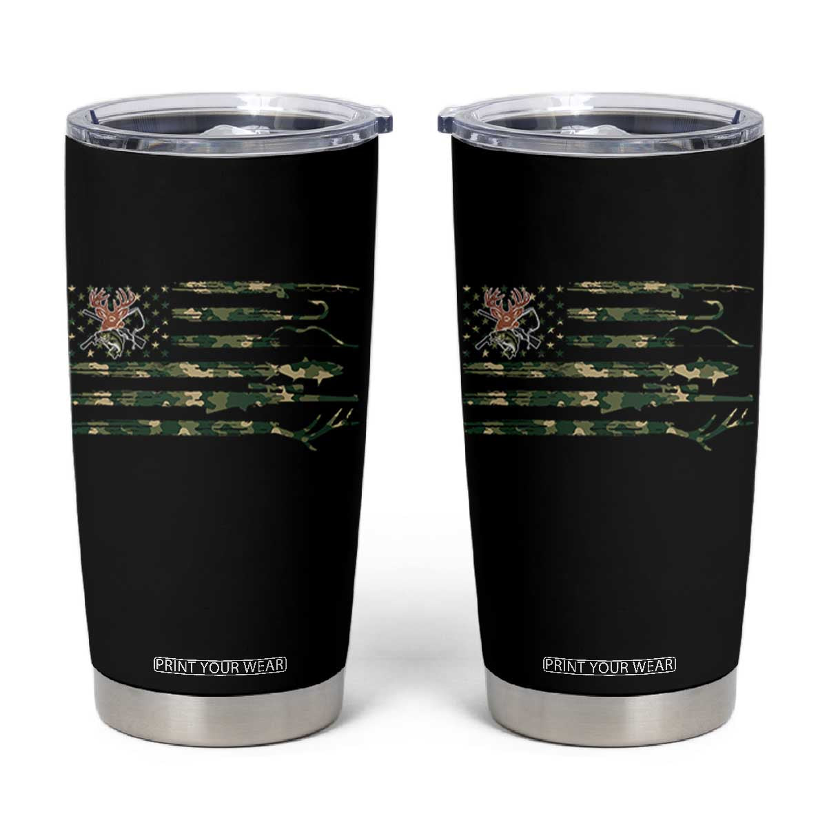 Hunting And Fishing Life Tumbler Cup American Flag TS12 Black Print Your Wear
