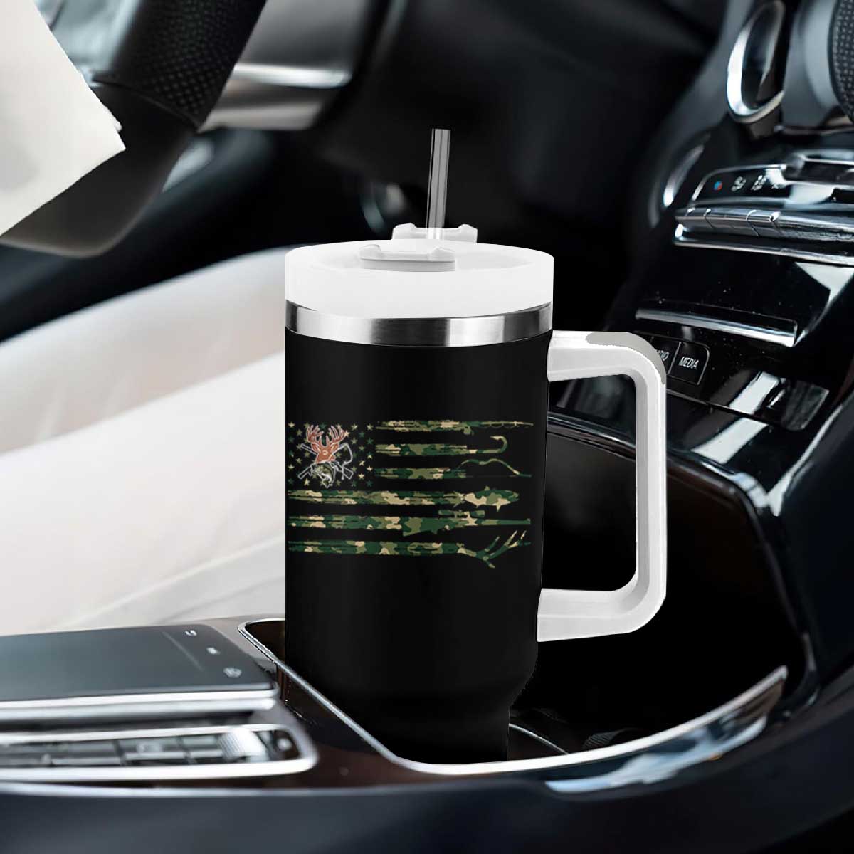 Hunting And Fishing Life Tumbler With Handle American Flag TS12 Print Your Wear