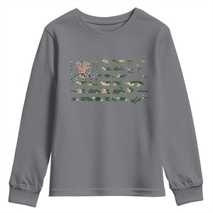 Hunting And Fishing Life Youth Sweatshirt American Flag TS12 Charcoal Print Your Wear