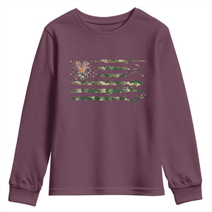 Hunting And Fishing Life Youth Sweatshirt American Flag TS12 Maroon Print Your Wear