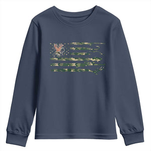 Hunting And Fishing Life Youth Sweatshirt American Flag TS12 Navy Print Your Wear