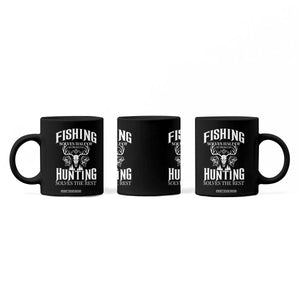 Hunter Fishermen Gifts Coffee Mug Fishing Solves Half Hunting Solves The Rest TS12 Print Your Wear