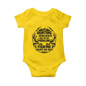 Hunter Fishermen Gifts Baby Onesie Fishing And Hunting Solve My Problems TS12 Daisy Print Your Wear