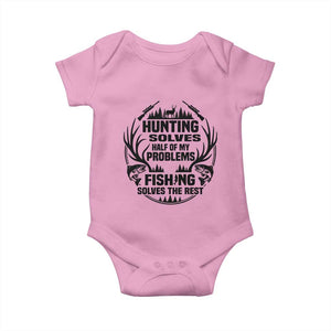 Hunter Fishermen Gifts Baby Onesie Fishing And Hunting Solve My Problems TS12 Light Pink Print Your Wear