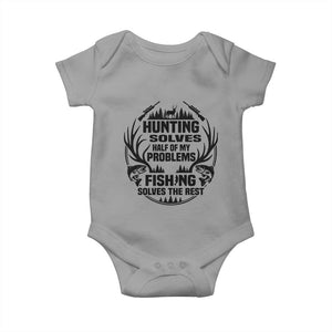 Hunter Fishermen Gifts Baby Onesie Fishing And Hunting Solve My Problems TS12 Sport Gray Print Your Wear