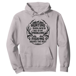 Hunter Fishermen Gifts Hoodie Fishing And Hunting Solve My Problems TS12 Ice Gray Print Your Wear