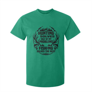 Hunter Fishermen Gifts T Shirt For Kid Fishing And Hunting Solve My Problems TS12 Irish Green Print Your Wear