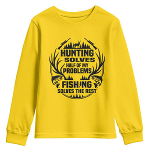 Hunter Fishermen Gifts Youth Sweatshirt Fishing And Hunting Solve My Problems TS12 Daisy Print Your Wear