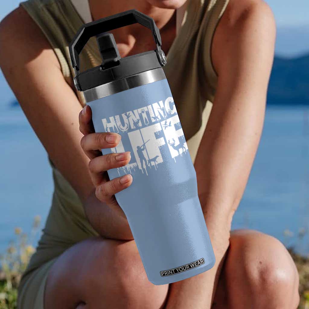 Hunting Life Flip Straw Tumbler Funny Hunter Gift TS12 One Size: 30 oz Light Blue Print Your Wear