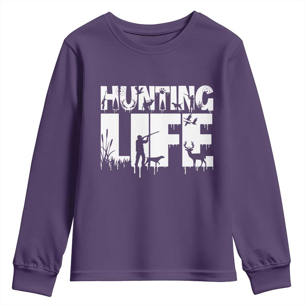 Hunting Life Youth Sweatshirt Funny Hunter Gift TS12 Purple Print Your Wear