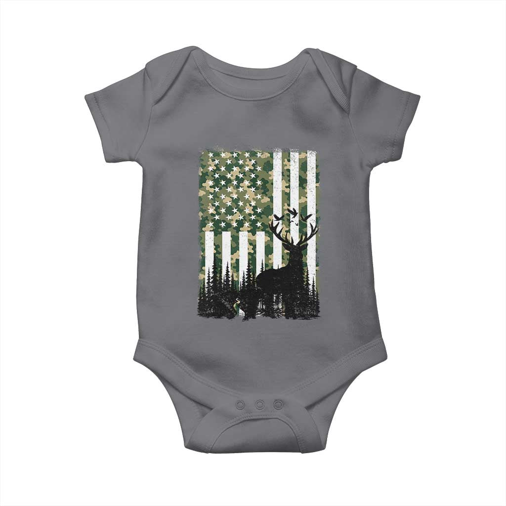Deer Hunting Baby Onesie American Flag Camo Gift TS12 Charcoal Print Your Wear