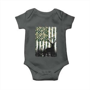 Deer Hunting Baby Onesie American Flag Camo Gift TS12 Dark Heather Print Your Wear