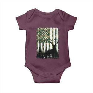 Deer Hunting Baby Onesie American Flag Camo Gift TS12 Maroon Print Your Wear