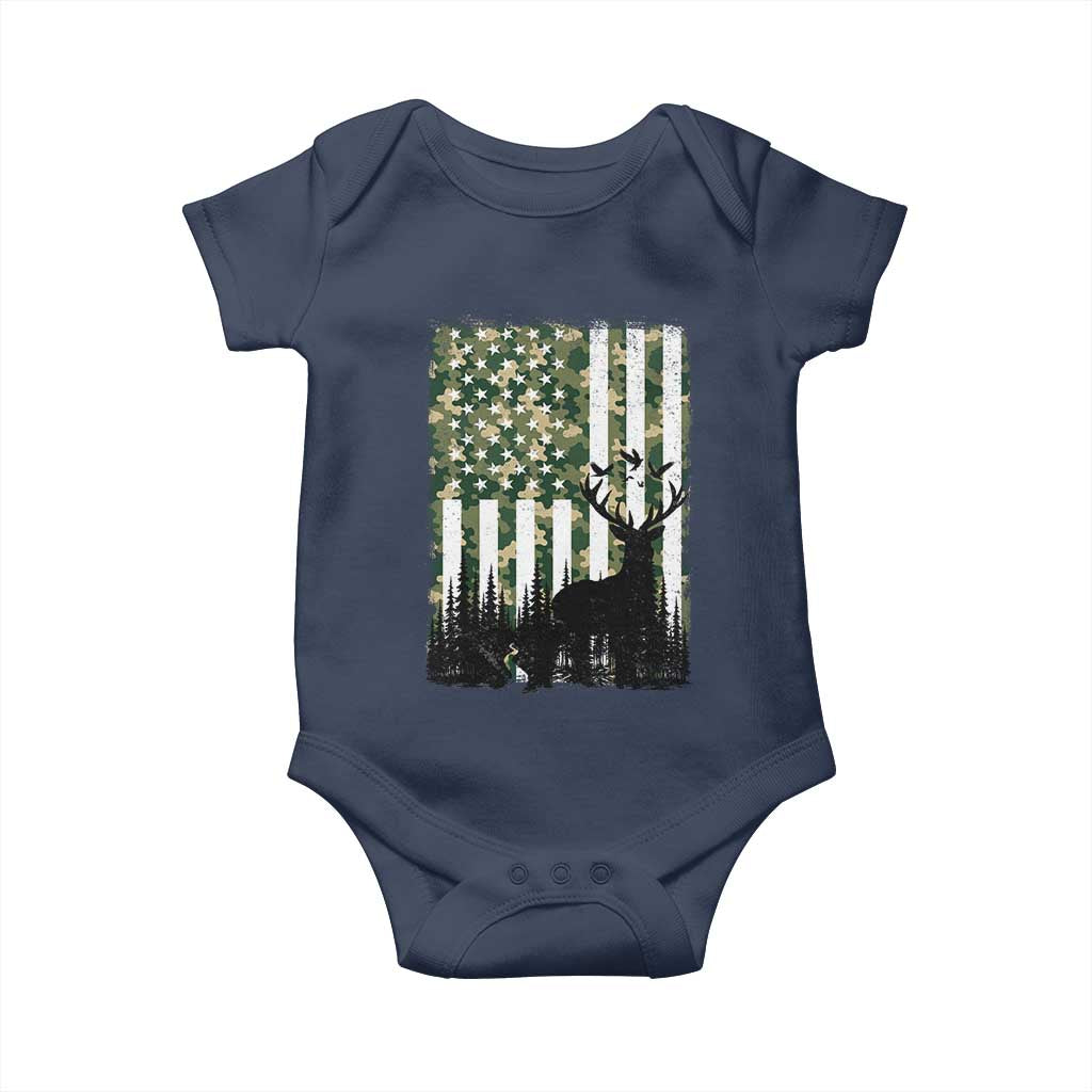 Deer Hunting Baby Onesie American Flag Camo Gift TS12 Navy Print Your Wear