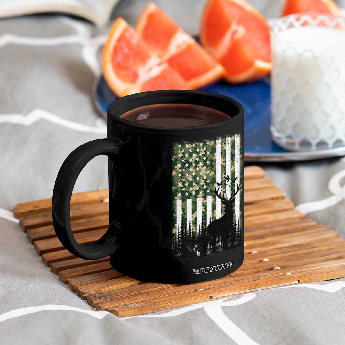 Deer Hunting Coffee Mug American Flag Camo Gift TS12 Print Your Wear