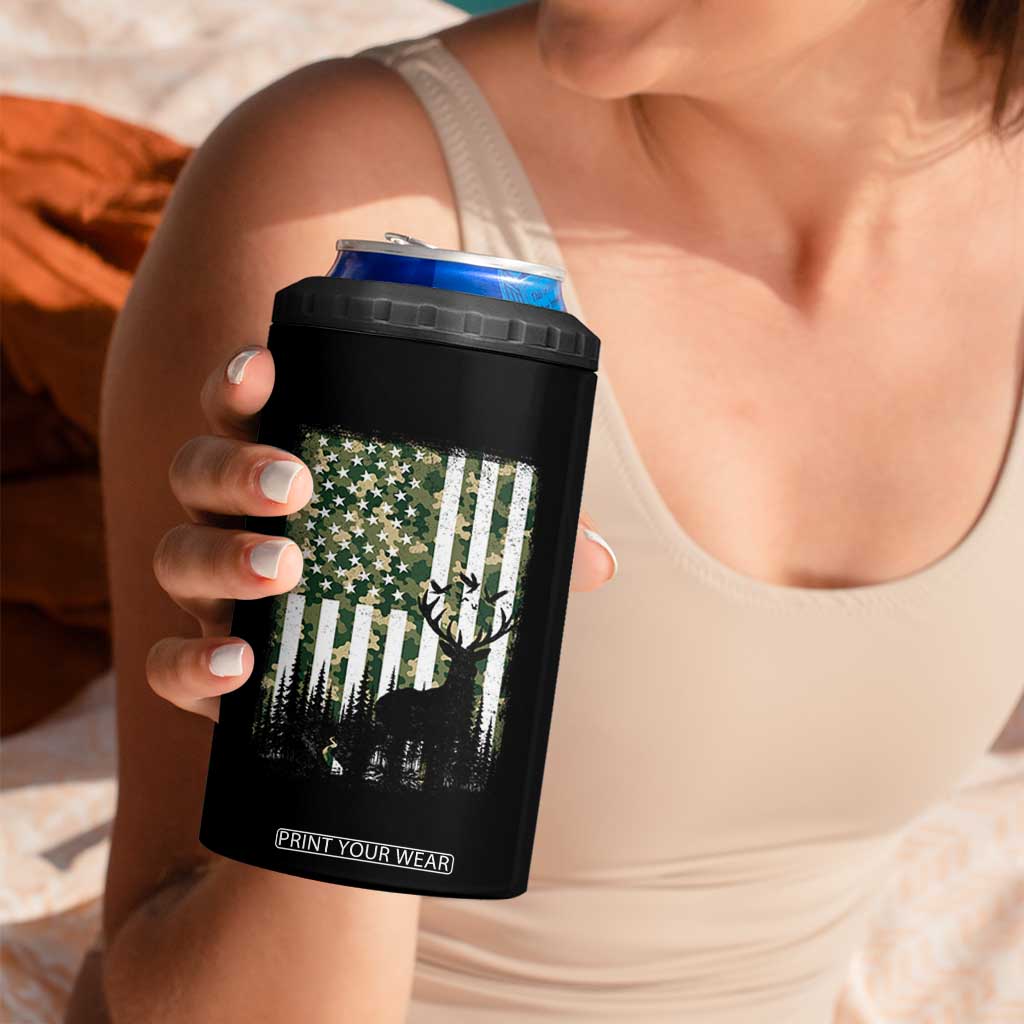 Deer Hunting 4 in 1 Can Cooler Tumbler American Flag Camo Gift TS12 Print Your Wear