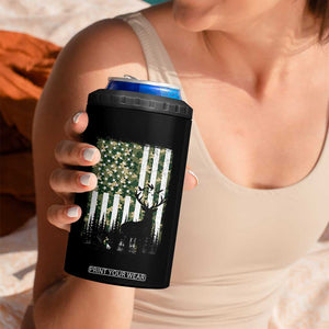 Deer Hunting 4 in 1 Can Cooler Tumbler American Flag Camo Gift TS12 Print Your Wear