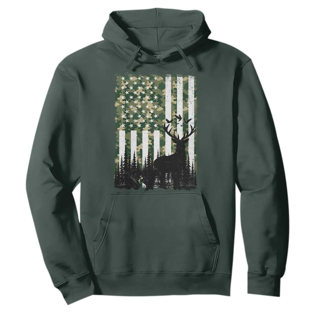 Deer Hunting Hoodie American Flag Camo Gift TS12 Dark Forest Green Print Your Wear