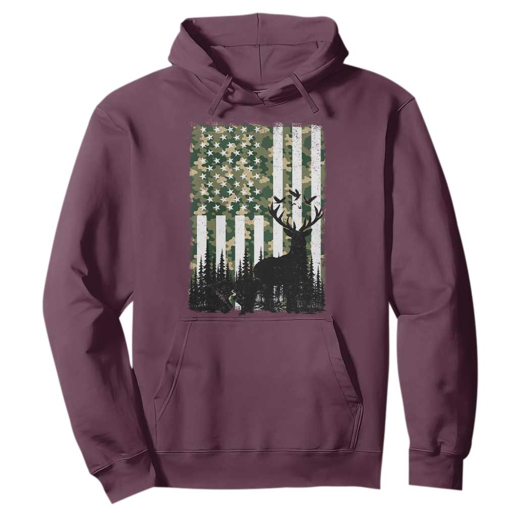 Deer Hunting Hoodie American Flag Camo Gift TS12 Maroon Print Your Wear