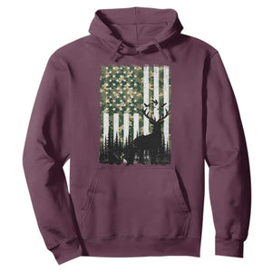 Deer Hunting Hoodie American Flag Camo Gift TS12 Maroon Print Your Wear